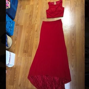 Red Two Piece Prom Dress